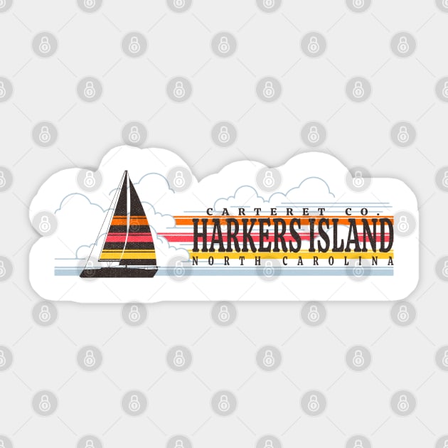 Harkers Island, NC Summertime Vacationing Sailboat Sticker by Contentarama